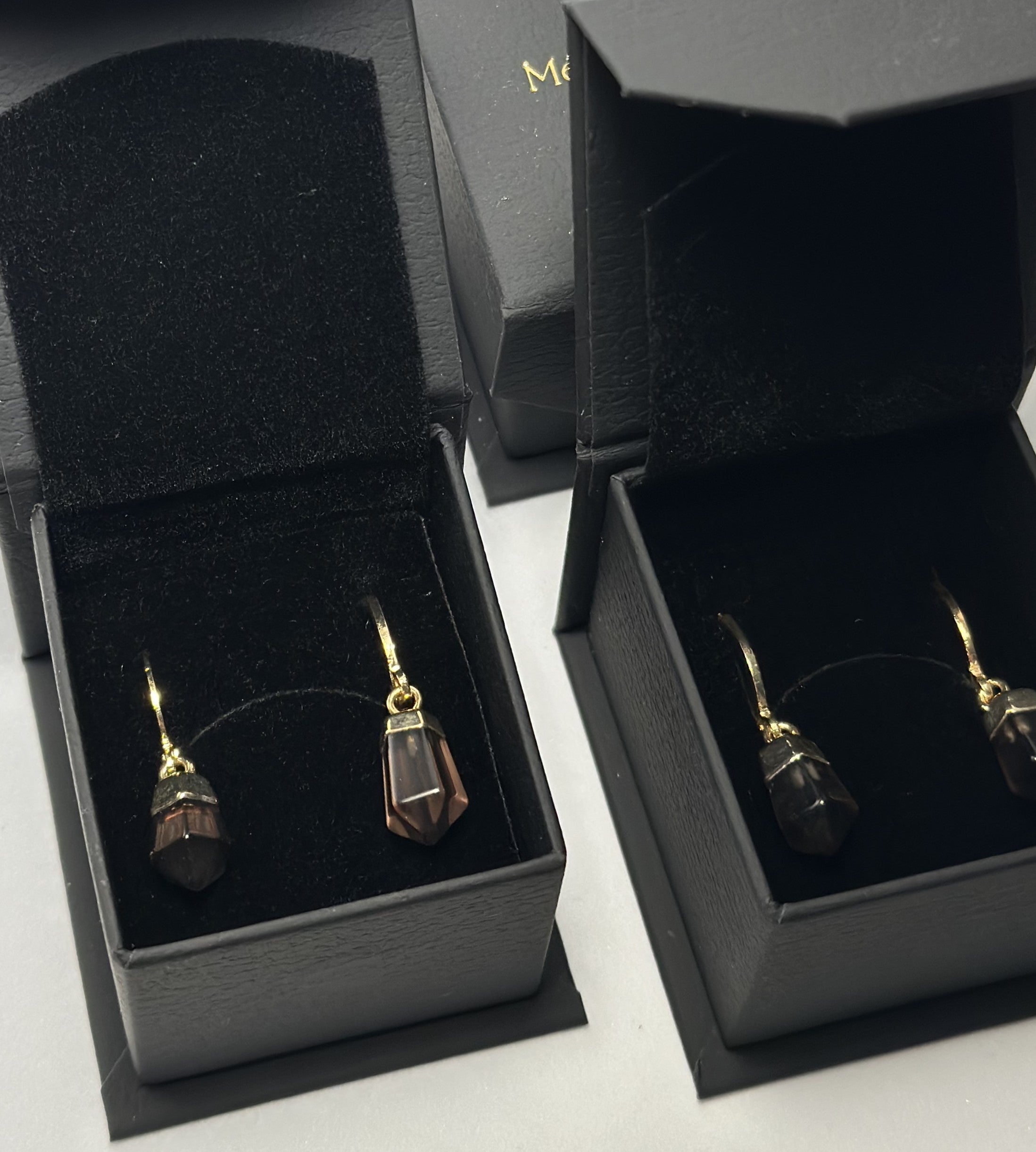 Dūminio kvarco švytuoklės auskarai